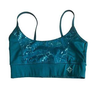 Satva Women Small Sports Bra Green Space Dye Athletic Running Yoga Workout